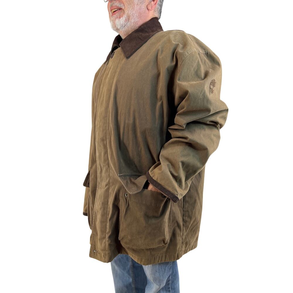 Timberland Weathergear Barn Jacket Brown Chore Coat Leather Trim